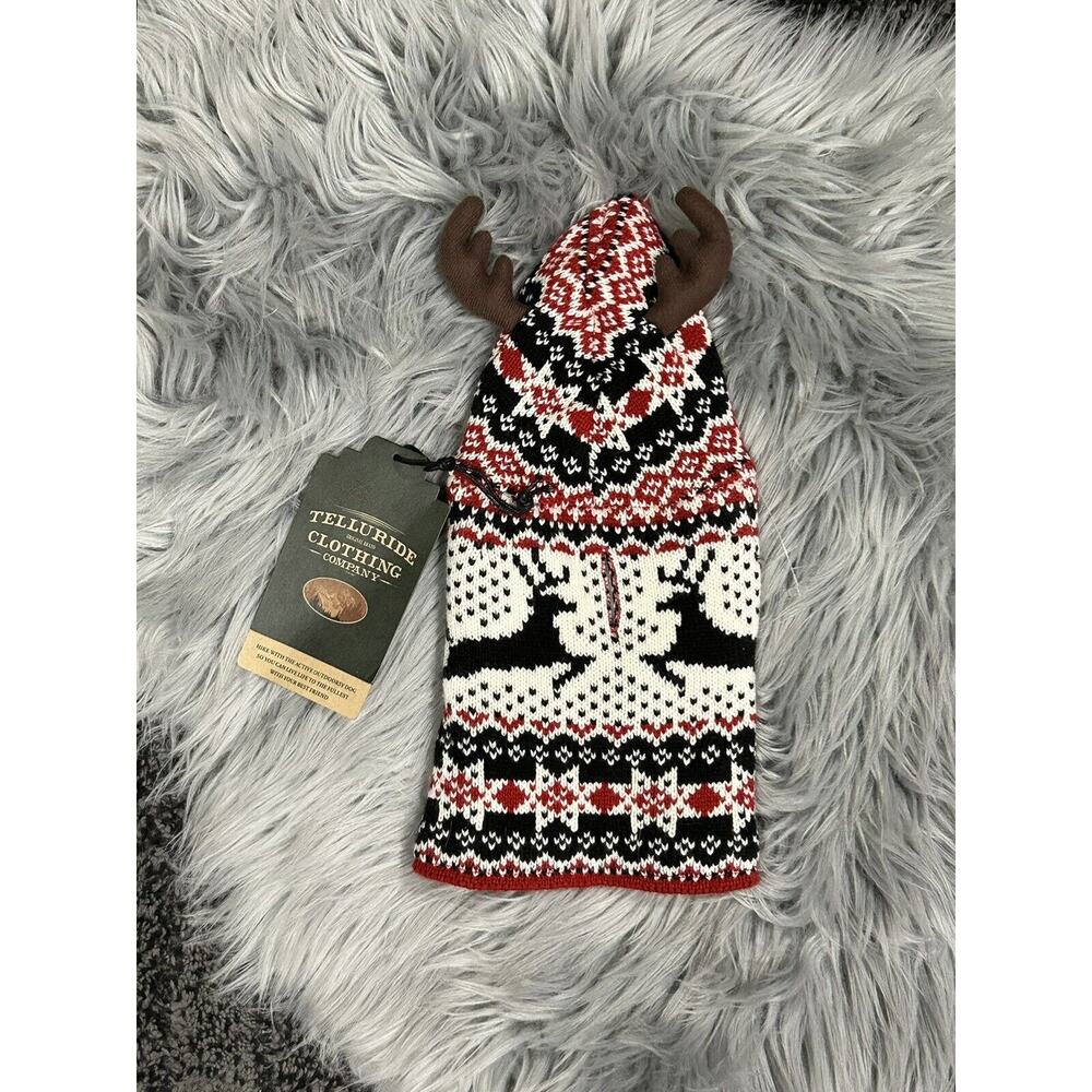 Telluride Clothing Company Reindeer Antlers Hooded Knit Dog Sweater XXS